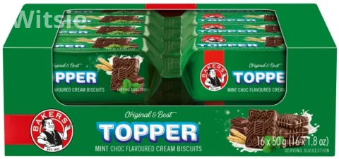 BAKERS 50G TOPPERS MINT CHOC (1X16’S)